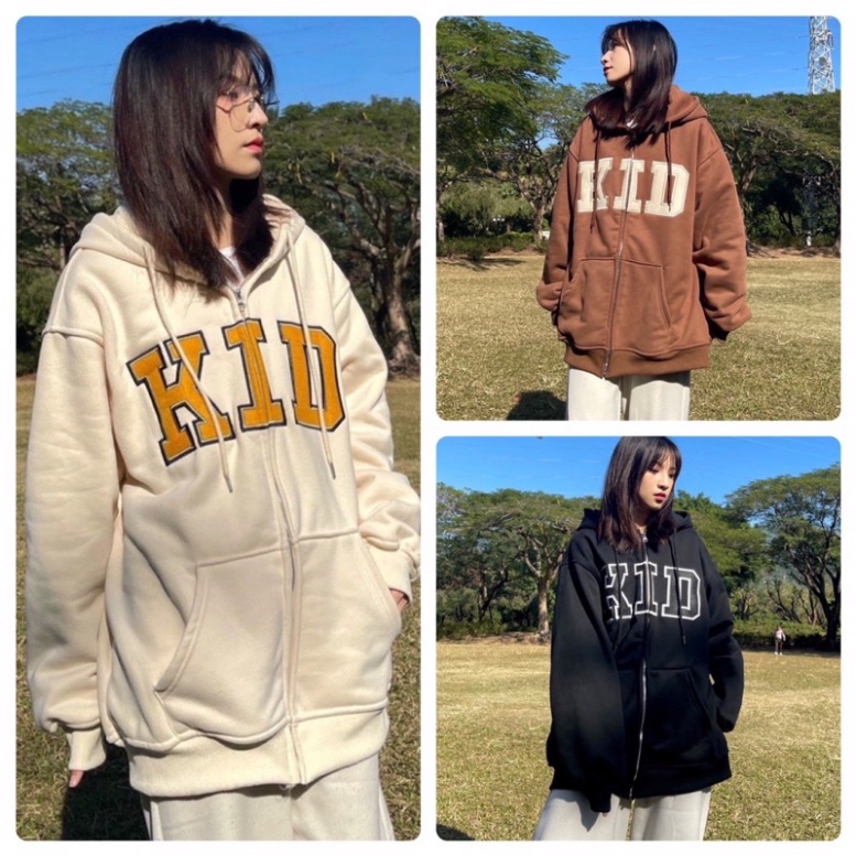 [ Rẻ vô địch ] Áo khoác nỉ mũ hai lớp áo form rộng tay bồng - Kid ZADOLA