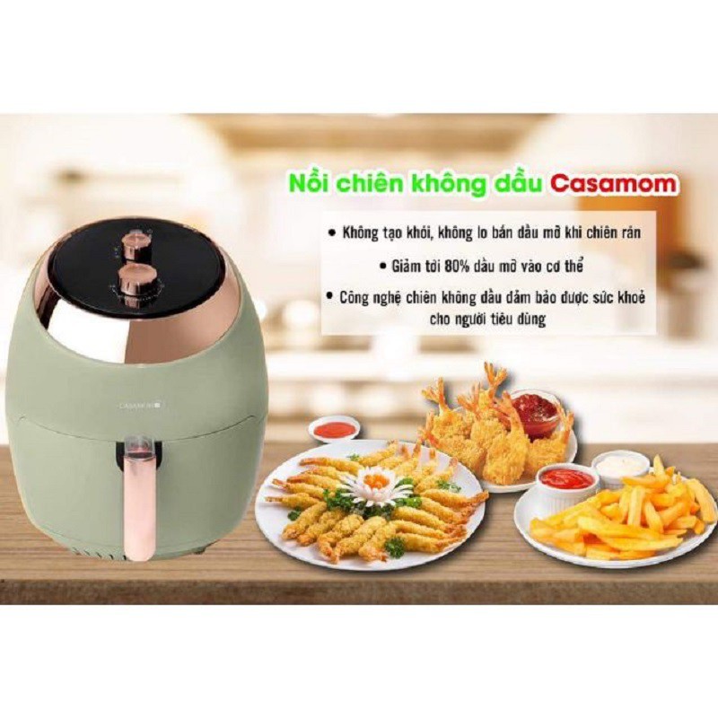 [ Cao Cấp ] Nồi Chiên Không Dầu Casamom Hàn Quốc, 2 Khay Chiên 5.5 Lít + 7 Lít, Giảm Mỡ Từ Thức Ăn, Nâng Cao Sức Khỏe