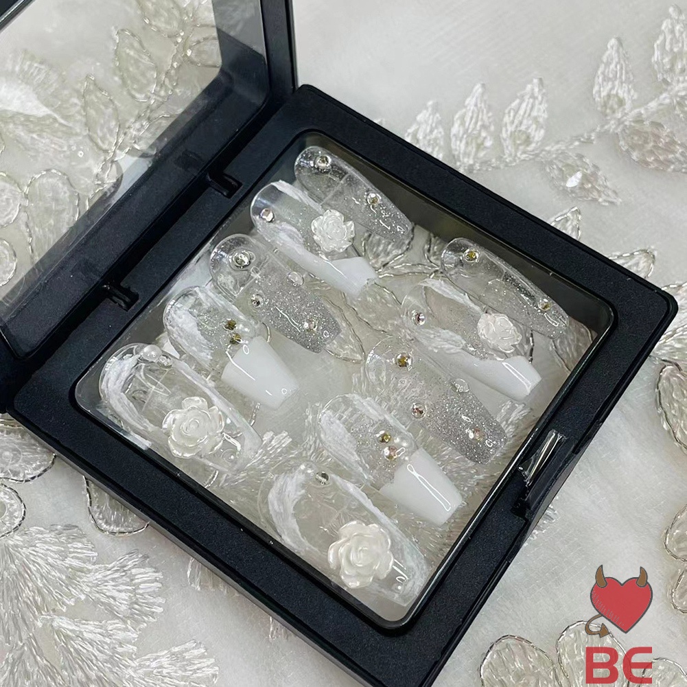 Set 24 Móng Tay Giả Trong Suốt Sáng Bóng Có Thể Tháo Rời Được