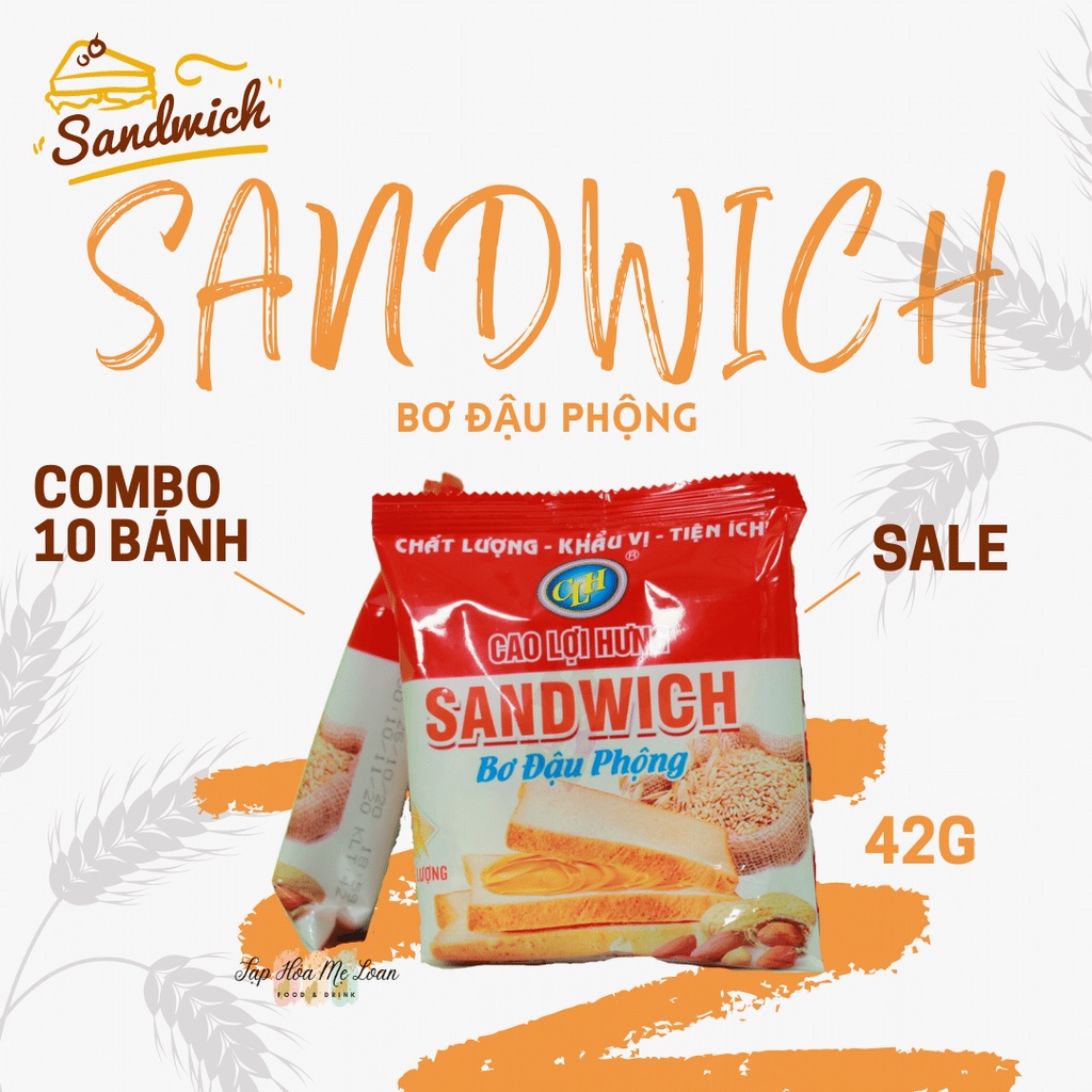 COMBO 10 Bánh Sandwich Bơ đậu phộng Cao Lợi Hưng – 42 g