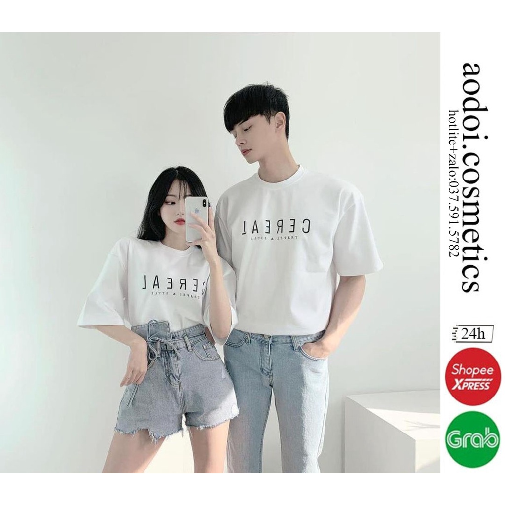 Áo đôi nam nữ Oversize CEREAL dáng over, chất cotton 100% tay lỡ from rộng - dongphuc.unisex