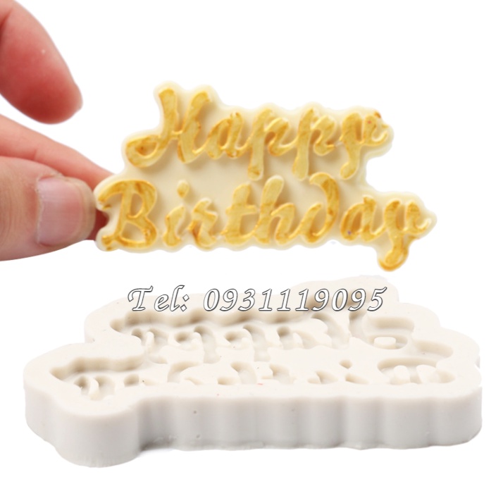 Khuôn silicon làm rau câu, socola Happy Birthday - Mã số 1107