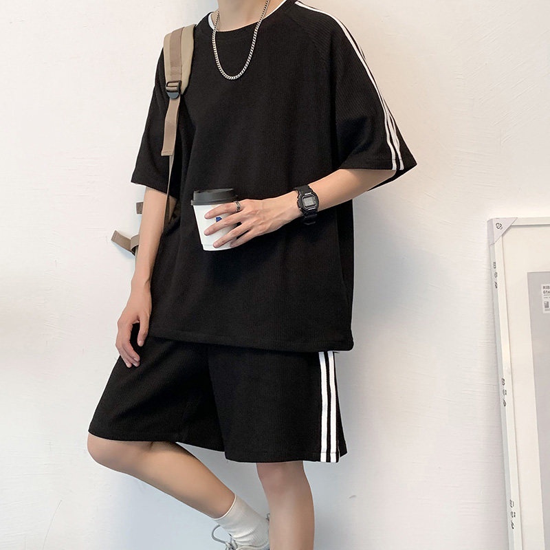 Set Đồ Thể Thao Áo Thun Tay Ngắn + Quần Short Dáng Rộng Phong Cách Nhật Bản Thời Trang Mùa Hè Cho Nam Và Nữ Size S-5XL