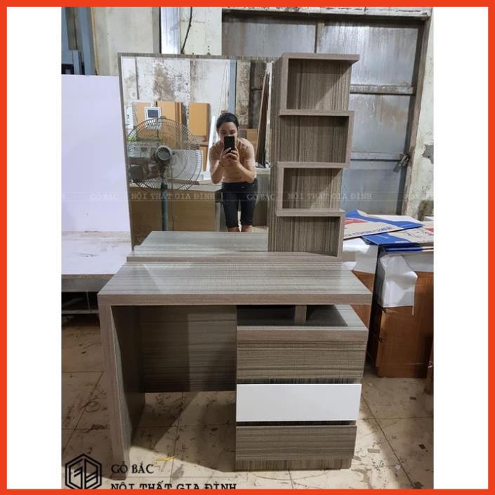 Bàn trang điểm kèm ghế kích thước rộng 80cm gỗ MDF phủ Melamine 3 ngăn kéo tặng kèm ghế