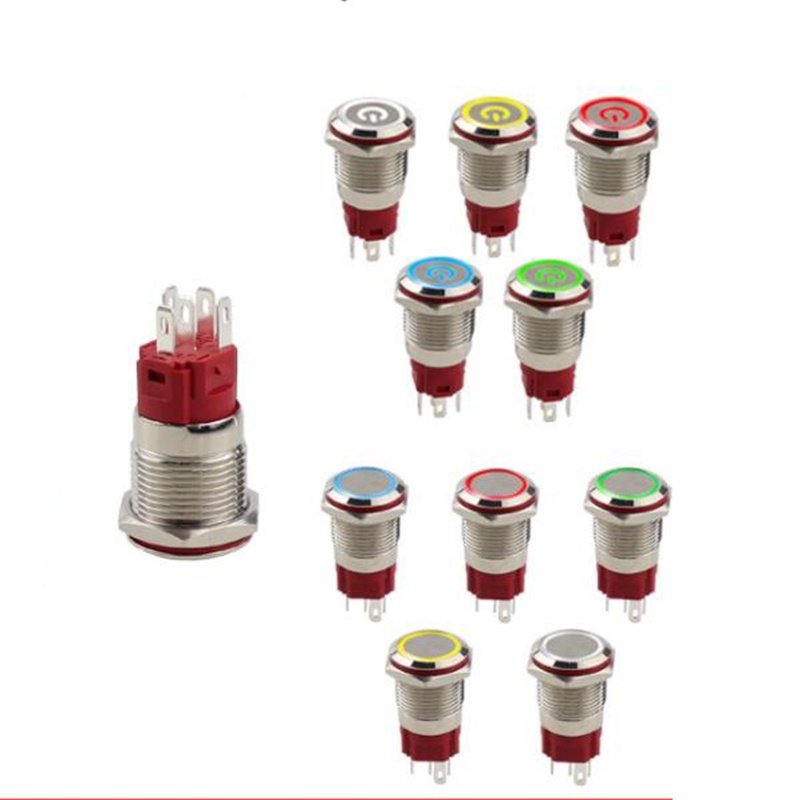 Phụ kiện cáp công tắc kim loại khởi động xe hơi có đèn LED 16mm 19mm 22mm 5A