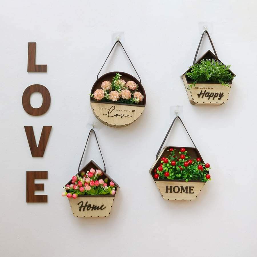 Giỏ hoa cỏ giả treo tường nhiều mẫu trang trí nhà cửa, decor quán cà phê, nhà hàng phong cách mới GH-08