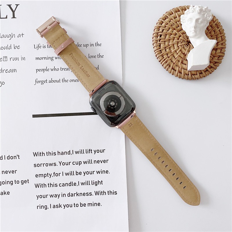Dây Đeo Bằng Da Có Khóa Kim Loại Cho iwatch series 8 7 6 5 3 4 2 SE 45mm 41mm 40mm 44mm 42mm 38mm