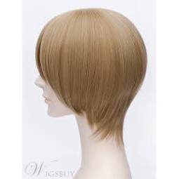 [sẵn] Wig/tóc giả Okita Sougo màu nâu sữa/nâu trà - Gintama (cơ bản nam thẳng) tại MIU SHOP 09 vàng