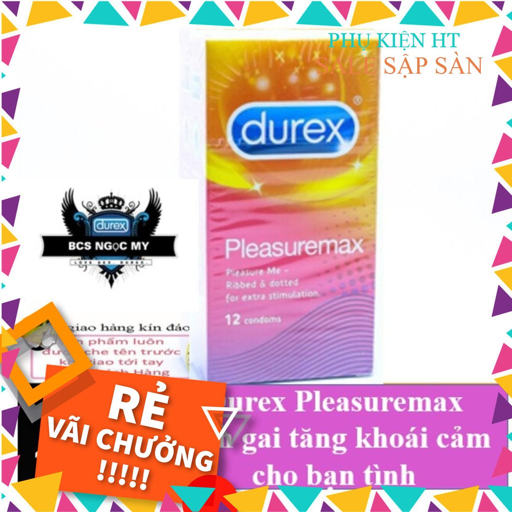 [ GIÁ SỈ ] Hộp Bao Cao Su Durex Pleasuremax CÓ GÂN GAI TĂNG KHOÁI CẢM CHO BẠN TÌNH 12 chiếc