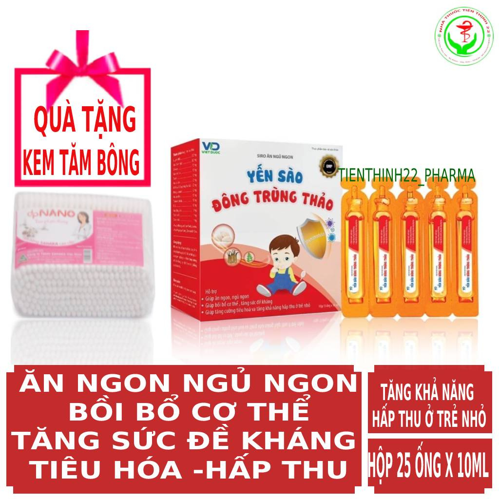 Siro ăn ngủ ngon yến sào đông trùng thảo - Giúp trẻ ăn ngủ ngon, hấp thu tốt, tăng cường đề kháng - Tặng tăm bông