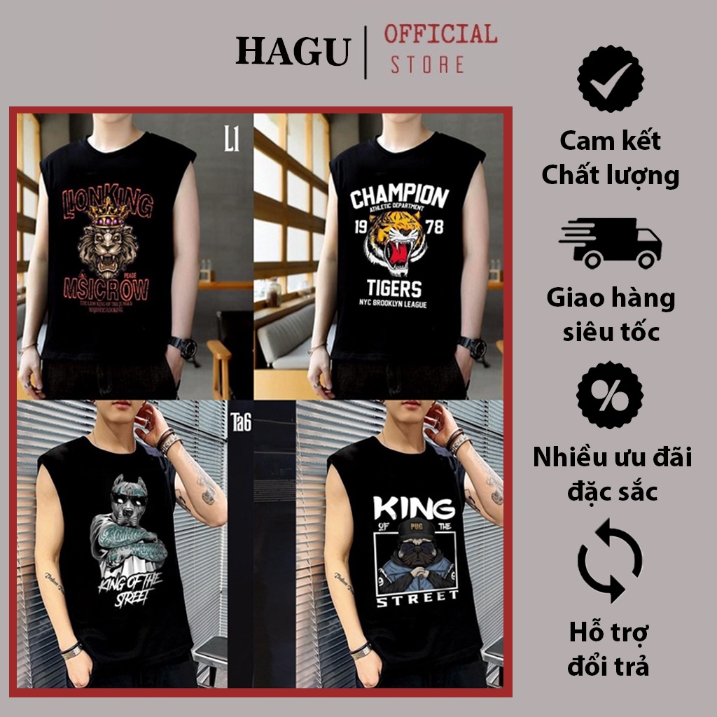 Áo Ba Lỗ Tanktop Vải Thể Thao Thun Lạnh In Hình King Man 250 Siêu Mát Thấm Hút Mồ Hôi Cực Thoáng