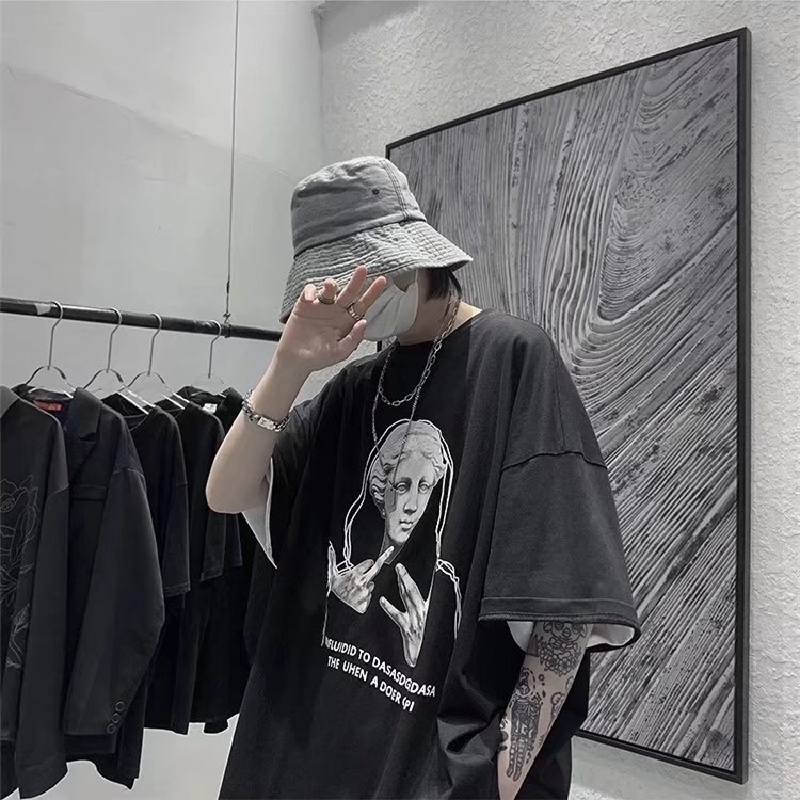 Áo Thun Tay Ngắn Dáng Rộng In Họa Tiết Hoạt Hình Phong Cách Hip Hop Nhật Bản Thời Trang Mùa Hè Cho Nam Và Nữ Size M-5XL