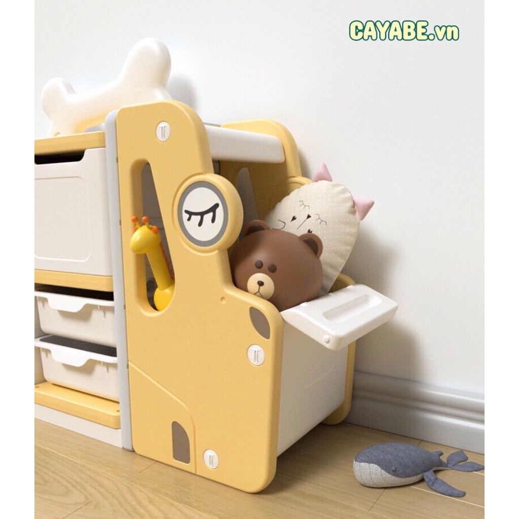Tủ kệ nhựa - bảng vẽ đa năng đựng đồ chơi, quần áo hình CÚN CON CAYABE màu trắng xám cho bé (Size M/  L)