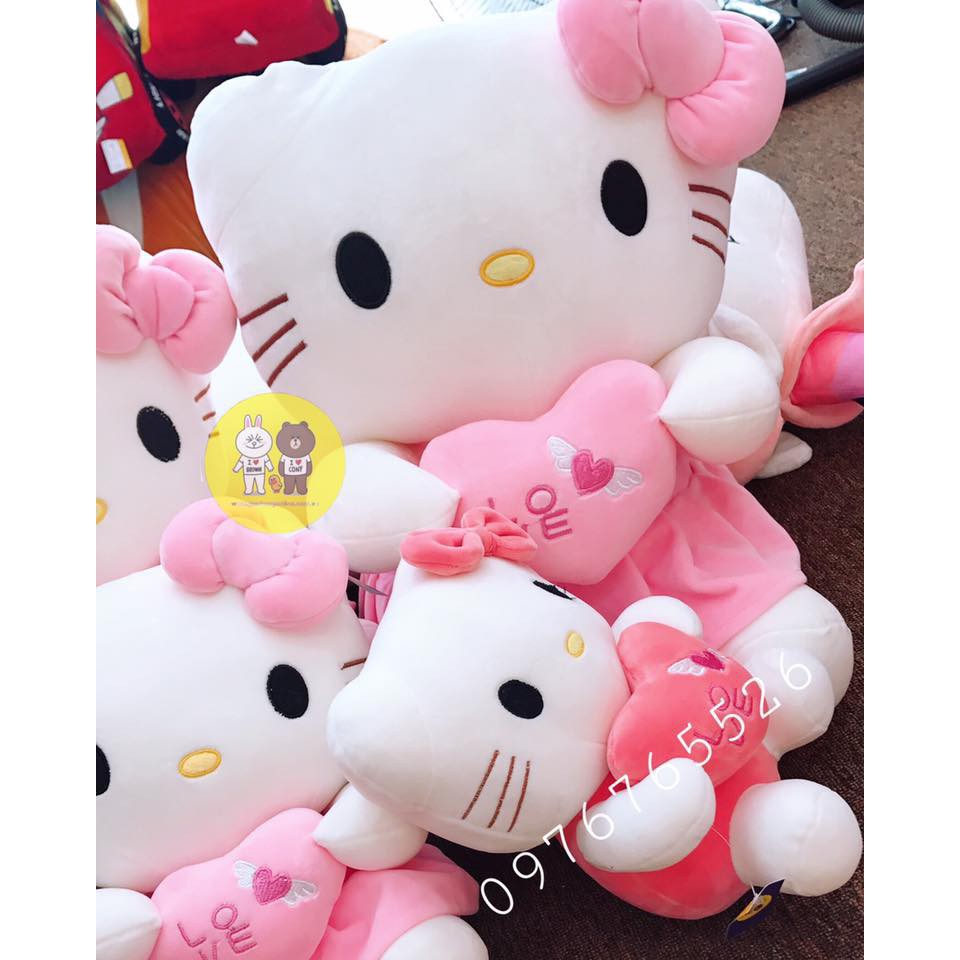 Gấu bông mèo Hello Kitty váy hồng kích thước 40-50cm Reply18 [Có Qùa Tặng Kèm]