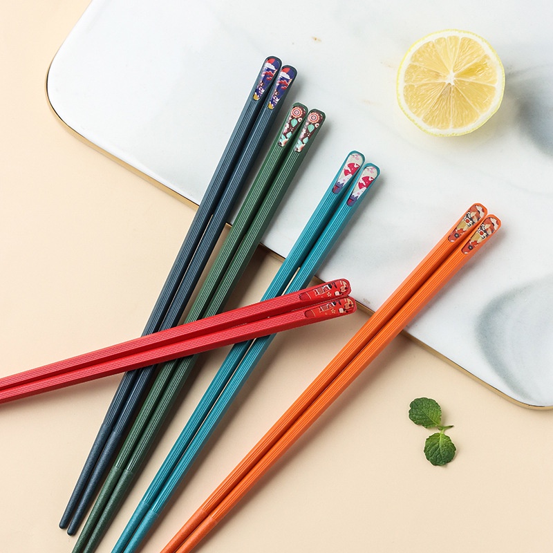 1 Đôi Đũa Sợi Thủy Tinh Nhiều Màu Chống Trượt Chịu Nhiệt Phong Cách Nhật Bản