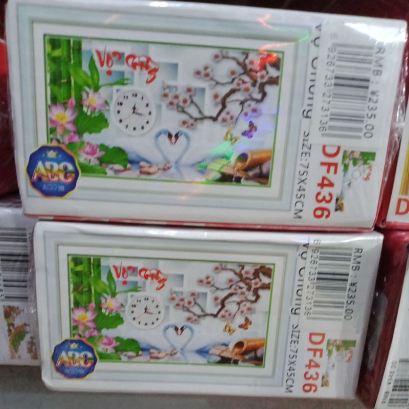 tranh đính đá vợ chồng đồng hồ df436 (75*45)