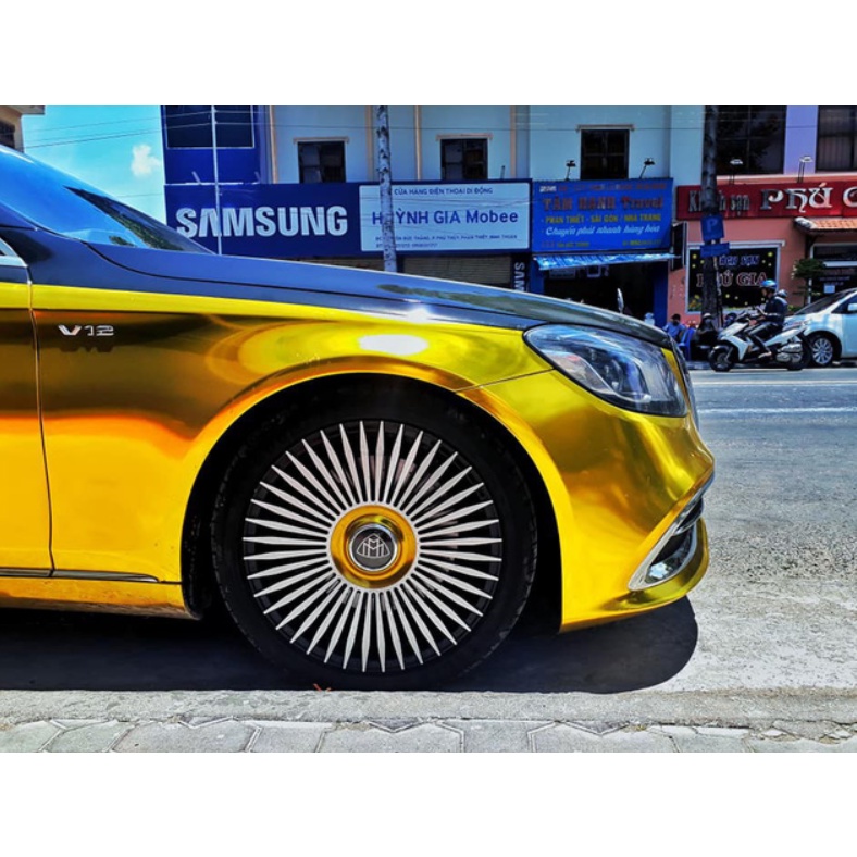Logo chụp mâm, ốp lazang bánh xe ô tô Maybach TY-MB Đường kính ngoài 75MM