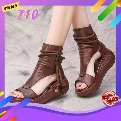 Giày Sandal Cổ Cao Đế Xuồng Tăng Chiều Cao Mùa Hè Phong Cách Mới