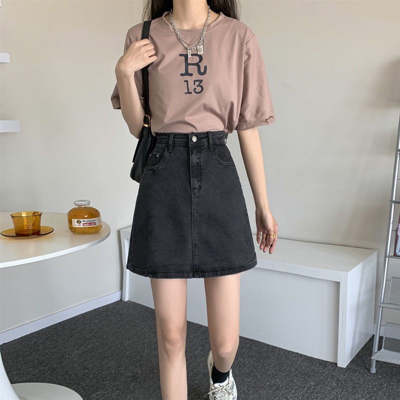 Chân Váy Nữ Chữ A Ngắn Lưng Cao Chất Liệu Denim Phong Cách Hàn Quốc Cho váy ngắn Nữ NZ-DQ-08
