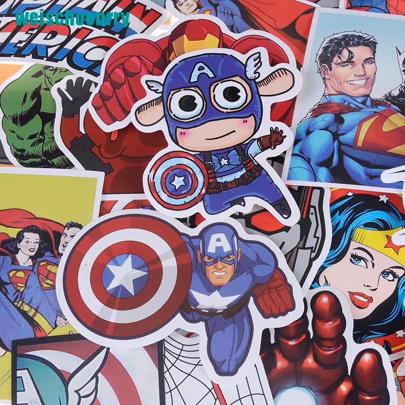 Set 50 Miếng Dán Trang Trí Hình Siêu Anh Hùng Marvel