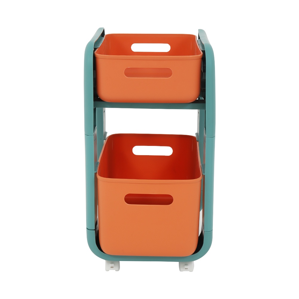 HomeBase STACKO kệ nhựa đa năng 2 tầng Maru W25.5xH48.5xD38cm màu cam