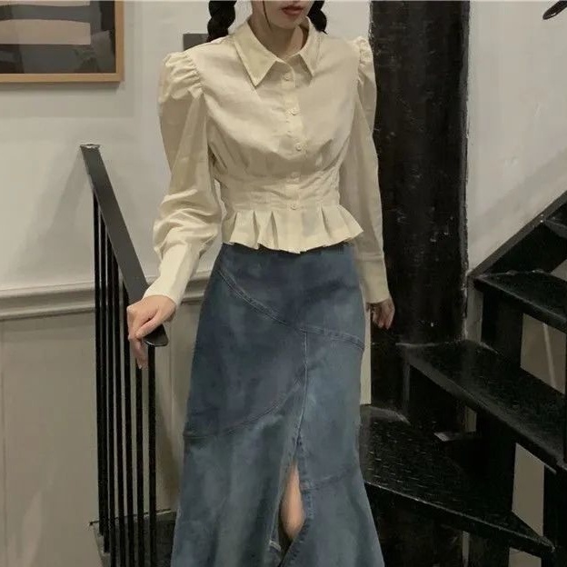 Áo Kiểu Dáng Ngắn Chiết Eo Phong Cách Thời Trang Retro Pháp 2022