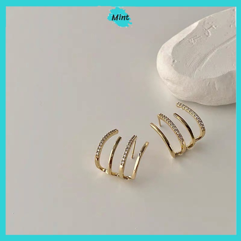 Bông Tai ❤️KHÔNG GÂY DỊ ỨNG❤️ Khuyên Tai Hình Răng Cưa Đính Đá Sang Chảnh Phong Cách Hàn Quốc