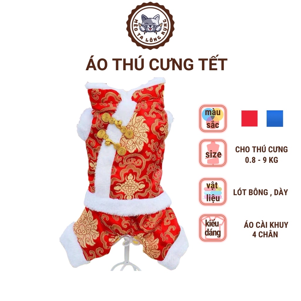 Áo tết cho chó cún poodle mèo con thú cưng lớn giữ ấm cho mùa đông chất bông len, quần áo cho thú cưng dành cho chó mèo