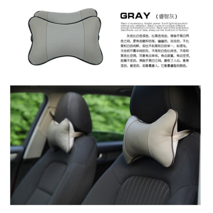 Bộ 2 Gối Tựa Đầu Bằng Da PU Cho Xe Hơi 25 * 17