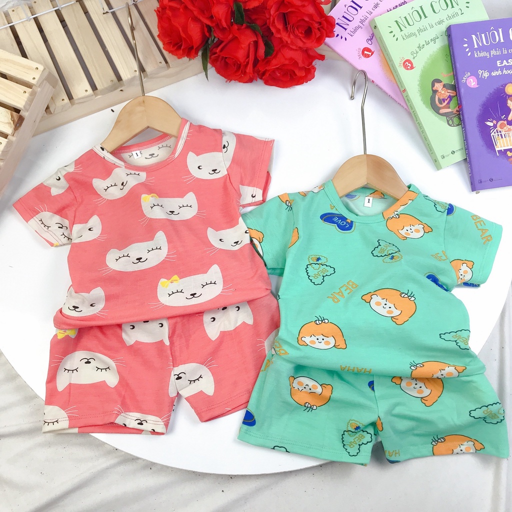 Đồ Bộ Bé Gái, Đồ Bộ Bé Trai cộc tay, chất thun cotton co dãn 4 chiều mã HN6