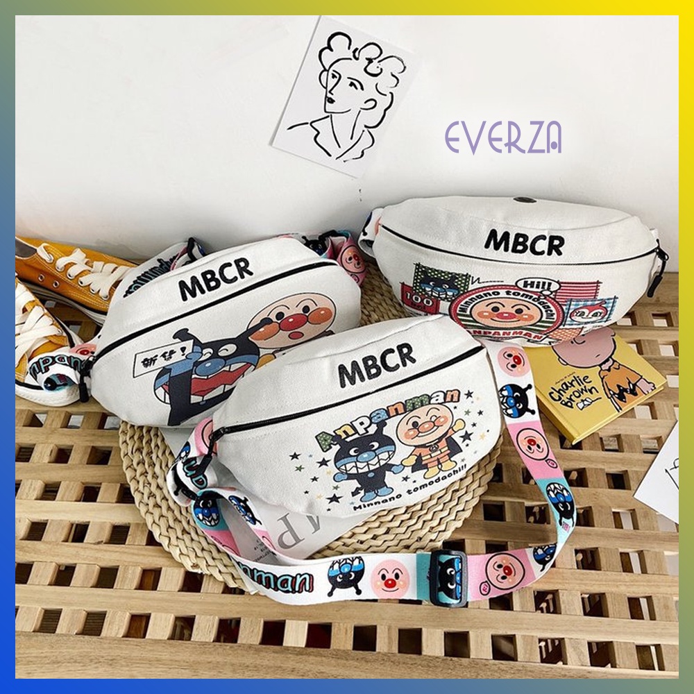 Túi Bao Tử Nữ Vải Canvas Cao Cấp Hoạt Hình Dễ Thương Có Thể Đeo Chéo Hông Hoặc Vai Phong Cách Hàn Quốc