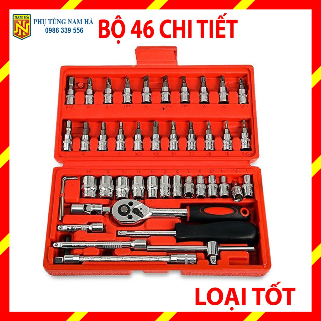 LOẠI TỐT - Bộ đồ nghề 46 chi tiết mở bu lông ốc vít sửa ô tô xe máy đa năng