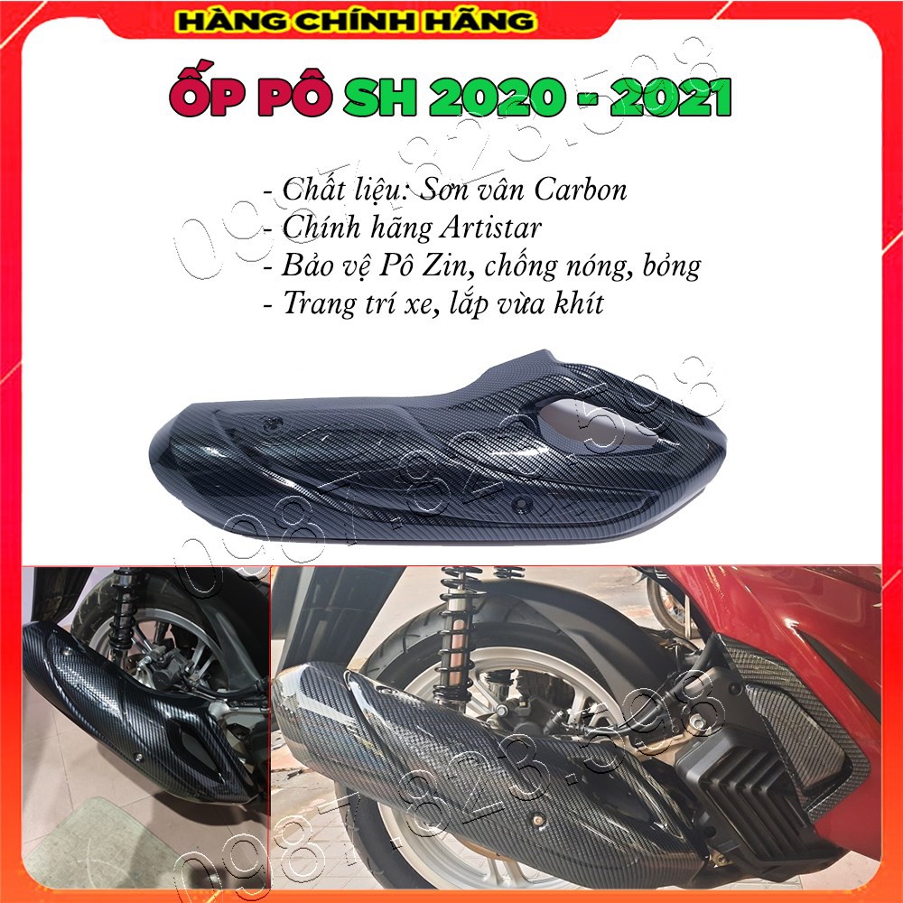 Ốp Pô (Che Pô), Ống Xả SH, SH Mode, Vision, Airblade (AB) Chất Liệu Carbon Hàng Artistar Chính Hãng