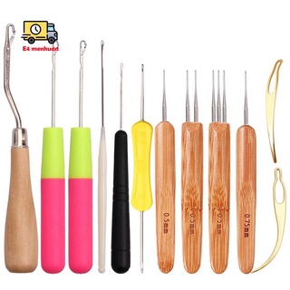 Bộ dụng cụ đan móc tóc dreadlock tay cầm bằng gỗ tiện dụng