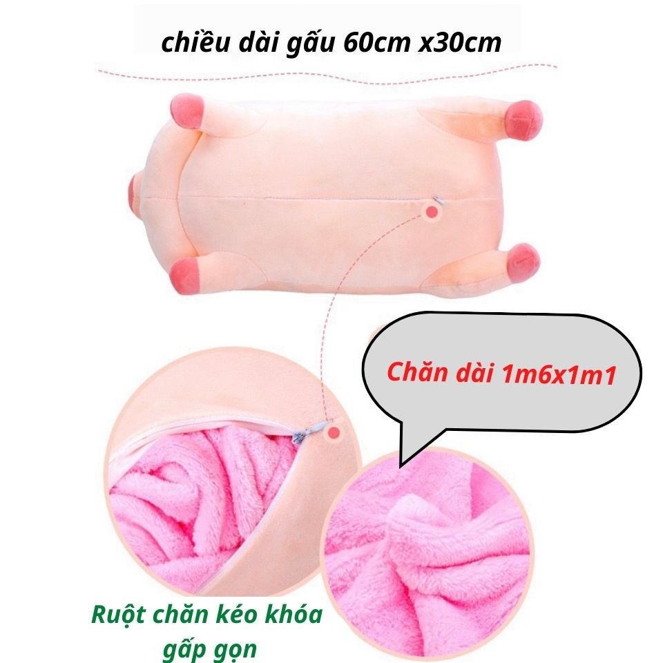 Bộ chăn gối Tựa lưng hình gấu bông có ruột chăn cho bé, văn phòng đa năng chăn kt 1mx1m6