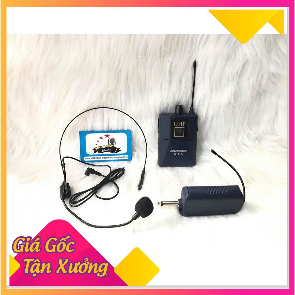 Combo Micro Không Dây Đeo Tai Cài Đầu W14A Trợ Giảng Thuyết Trình Livestream bán hàng Âm Thanh Rõ Nét Bắt Xa 25 Mét