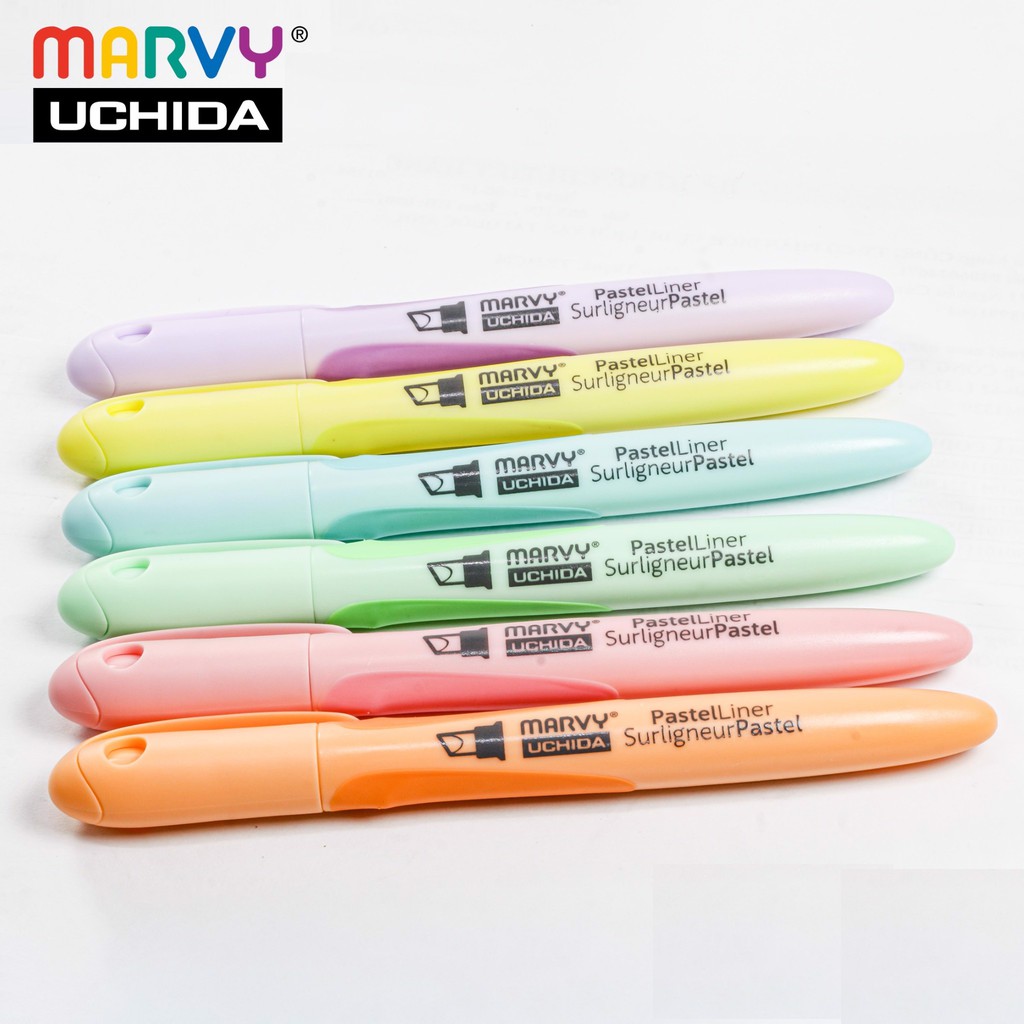 Bút đánh dấu highlight Marvy 8000 set 6 màu Pastel