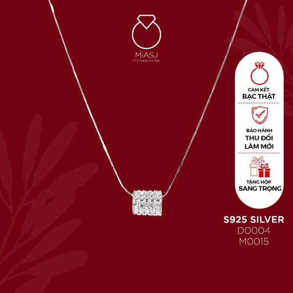 Dây chuyền nữ bạc Ý S925 MiASJ mặt đá CZ hình tim cao cấp siêu sáng M0016/M0115/M0015
