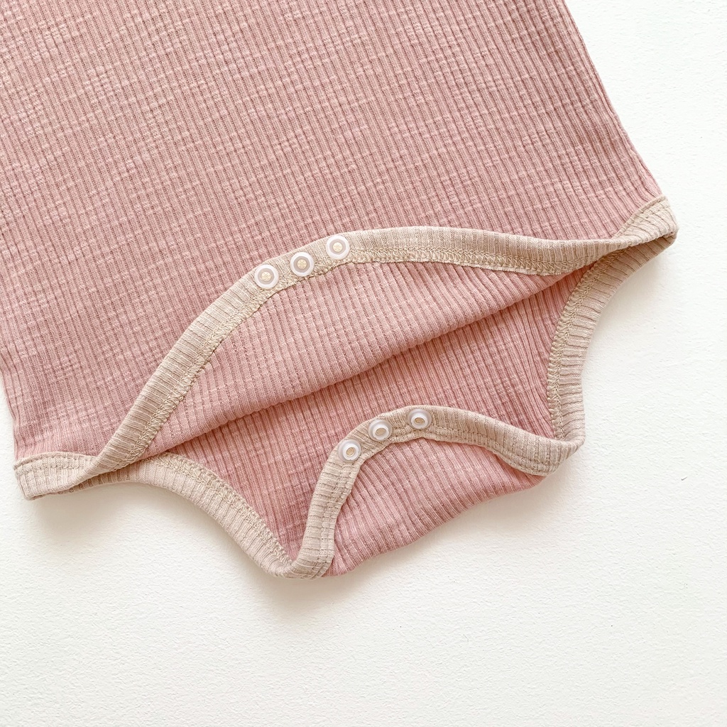 Bộ Đồ Ngủ Liền Thân Bằng Cotton Tay Ngắn Màu Sắc Trơn Dành Cho Bé Trai Gái