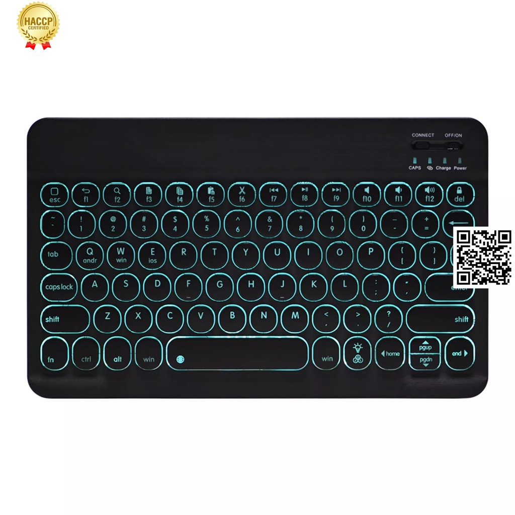 1702 Bàn Phím chuột Bluetooth 10Inch Có Đèn Nền LED Bàn Phím ko dây RGB Có Thể Sạc Lại Cho PC tablet táo