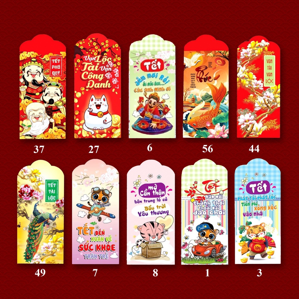 Bao Lì Xì Tết 2023 Sỉ 500 Mẫu Đỏ Loại Đẹp Chọn Mẫu Và Tặng Kèm Túi Bóng Kính