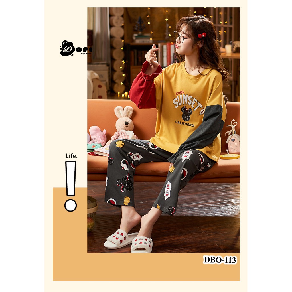 (DBO113) Đồ bộ mặc nhà thu đông dài tay cao cấp