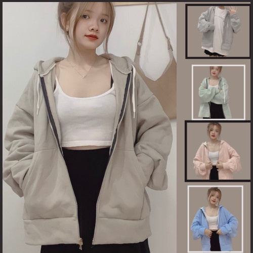 Áo Khoác Nỉ Trơn Form Rộng Unisex , Áo Hoodie Trơn Form Rộng Dây Kéo PLA01 ( kèm ảnh ,video thật shop tự quay )