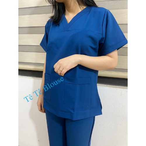 Bộ Scrubs Bác Sĩ, Blouse cổ tim nhiều màu, đồng phục điều dưỡng, spa, thẩm mỹ viện, dược sĩ hàng cao cấp {Ảnh Tự Chụp}
