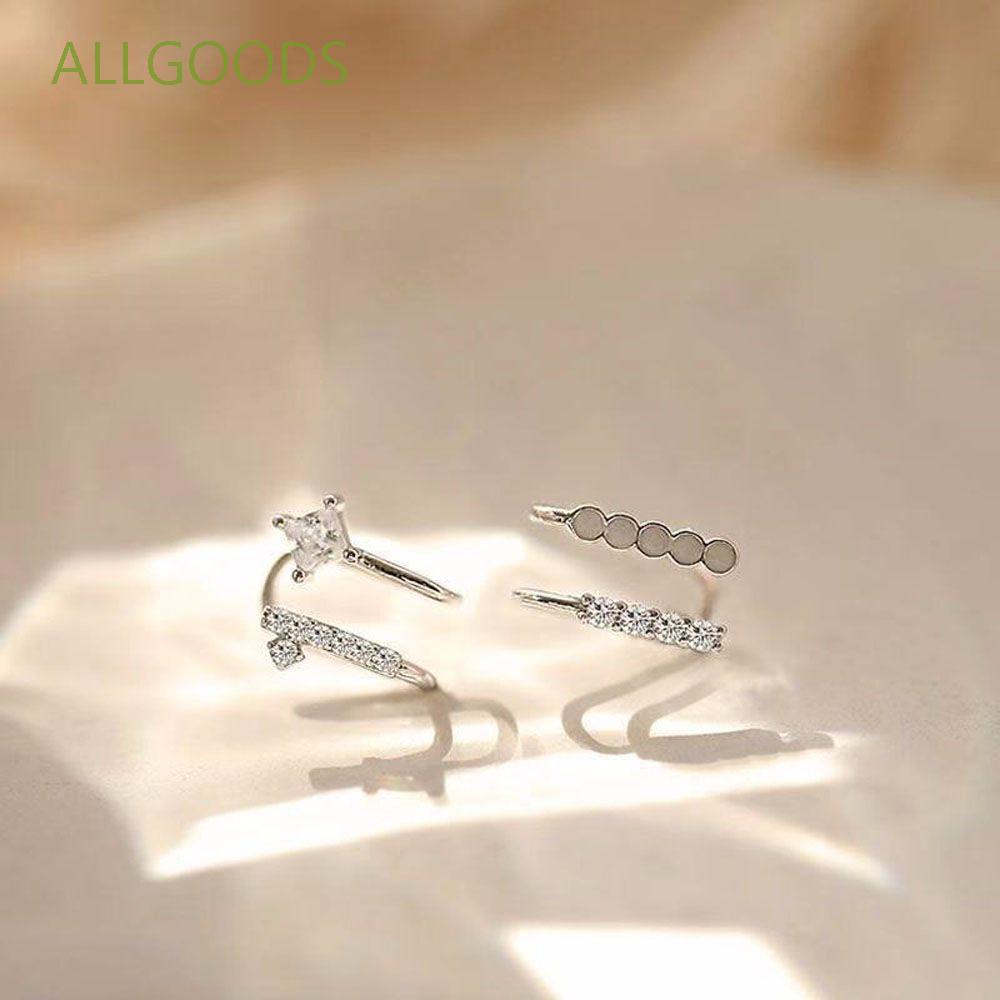 Set 2 Khuyên Kẹp Vành Tai Hai Lớp Đính Đá Thời Trang