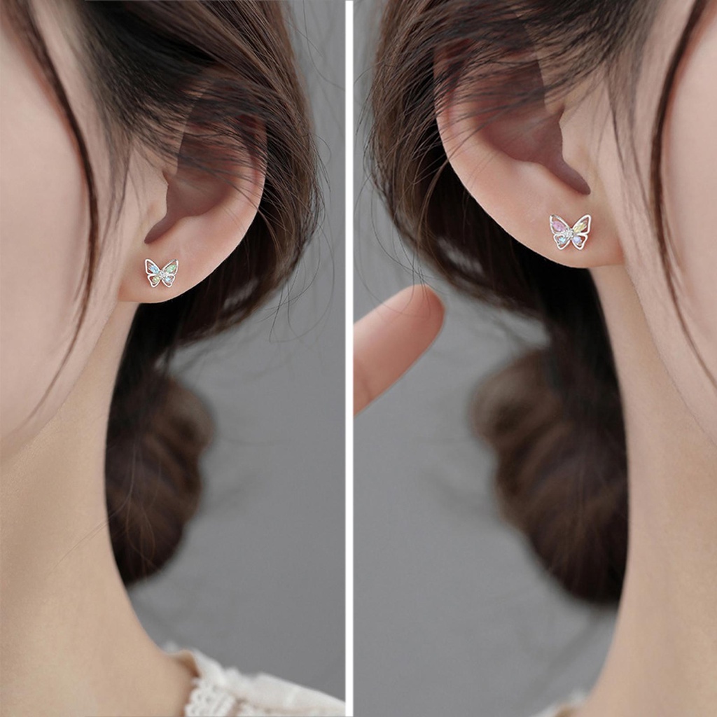 Khuyên Tai Hình Bướm Nhỏ Màu Hồng / Xanh Dương W4Q0