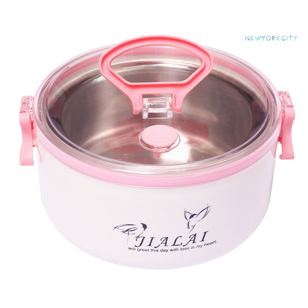 Hộp Đựng Thức Ăn Trưa Hình Tròn Bằng Thép Không Gỉ Chống Rò Rỉ Có Nắp Đậy