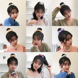 Dây buộc tóc kẻ sọc ca rô co giãn thời trang nữ