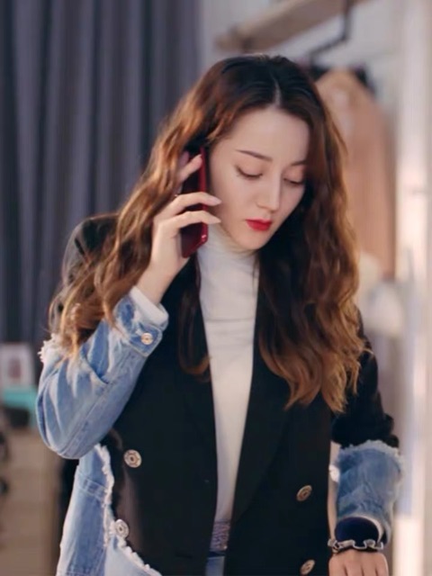 Áo khoác vest phối jeans Địch Lệ Nhiệt Ba