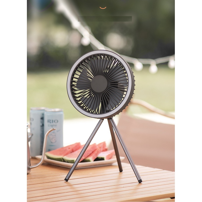 Quạt sạc tích điện di động có đèn LED cắm trại dã ngoại Retro Vissko DQ212